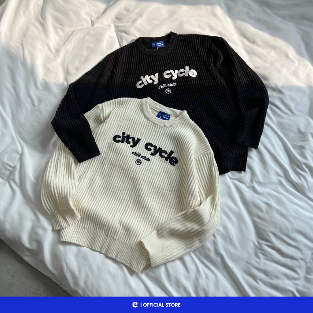 Áo sweater len boxy mùa đông nam nữ Local Brand Chính Hãng City Cycle Áo sweater len Chill Club