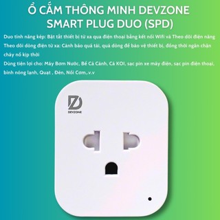 Ổ cắm điện thông minh wifi điều khiển từ xa qua điện thoại DEVZONE SPD hẹn giờ, đo điện, ổ điện đa năng chịu tải