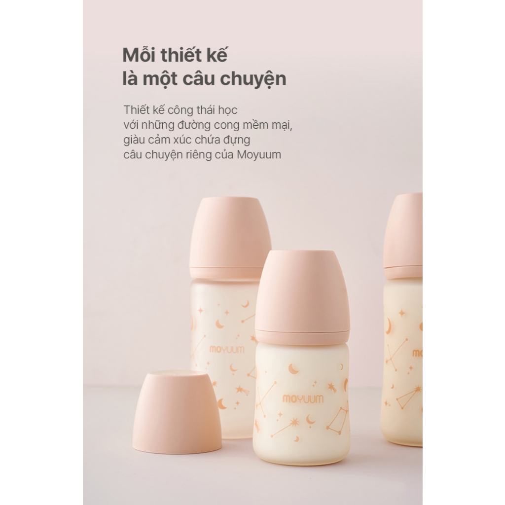 MỚI - Bình thủy tinh tráng silicone Moyuum - Twinkle - 150ml/240ml