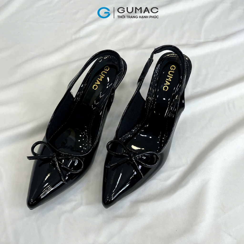 Giày Cao Gót Nữ GUMAC Bít Mũi Nhọn 7cm Quai Hậu Slingback Đính Nơ Thời Trang Cao Cấp GF11038
