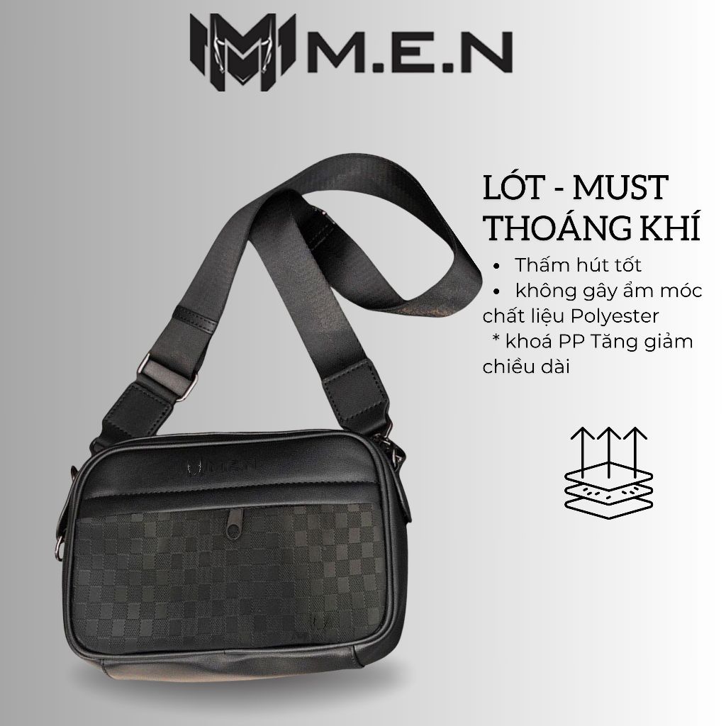 Túi đeo chéo M.E.N Laser Caro đen ngầu [FREESHIP]