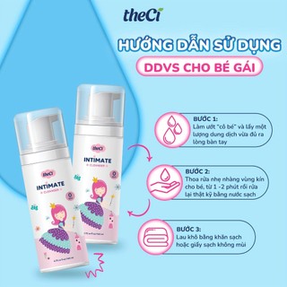 Dung dịch Vệ Sinh Cho Bé Gái theCi Intimate Cleanser 0M+ 3in1 Dạng Gel Cân Bằng Độ PH 140ml - TCVN