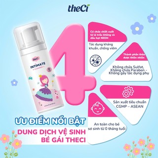 Dung dịch Vệ Sinh Cho Bé Gái theCi Intimate Cleanser 0M+ 3in1 Dạng Gel Cân Bằng Độ PH 140ml - TCVN