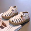 Giày Sandal Chiến Binh Bé Gái Phong Cách Hàn Quốc - Sandal Rọ Da Mềm Đế Êm Chống Trơn Trượt Cho Bé (Màu Kem)