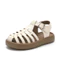Giày Sandal Chiến Binh Bé Gái Phong Cách Hàn Quốc - Sandal Rọ Da Mềm Đế Êm Chống Trơn Trượt Cho Bé (Màu Kem)