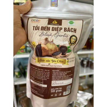 Tỏi Đen Sơn La Diệp Bách túi zip 500 gr, Hàng loại 2 [Đại Lý Chính Hãng]