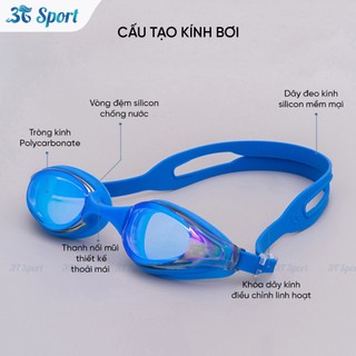Kính bơi trẻ em cao cấp tráng gương chống sương mù chống tia UV silicon mềm bảo vệ mắt KB-XF1000