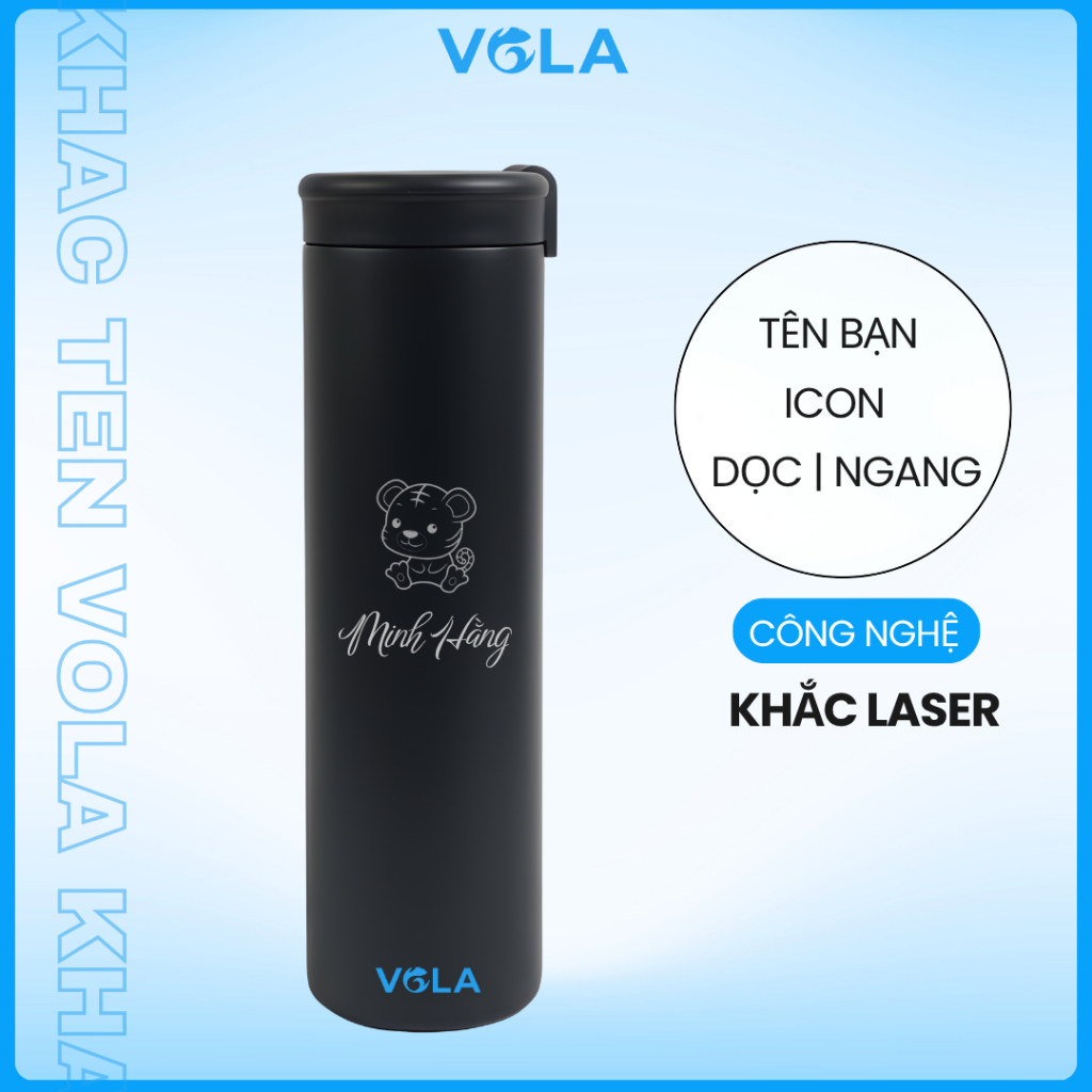 Bình giữ nhiệt VOLA inox 304 cao cấp, Bình giữ nhiệt thiết kế trơn, màu sắc tối giản sang trọng