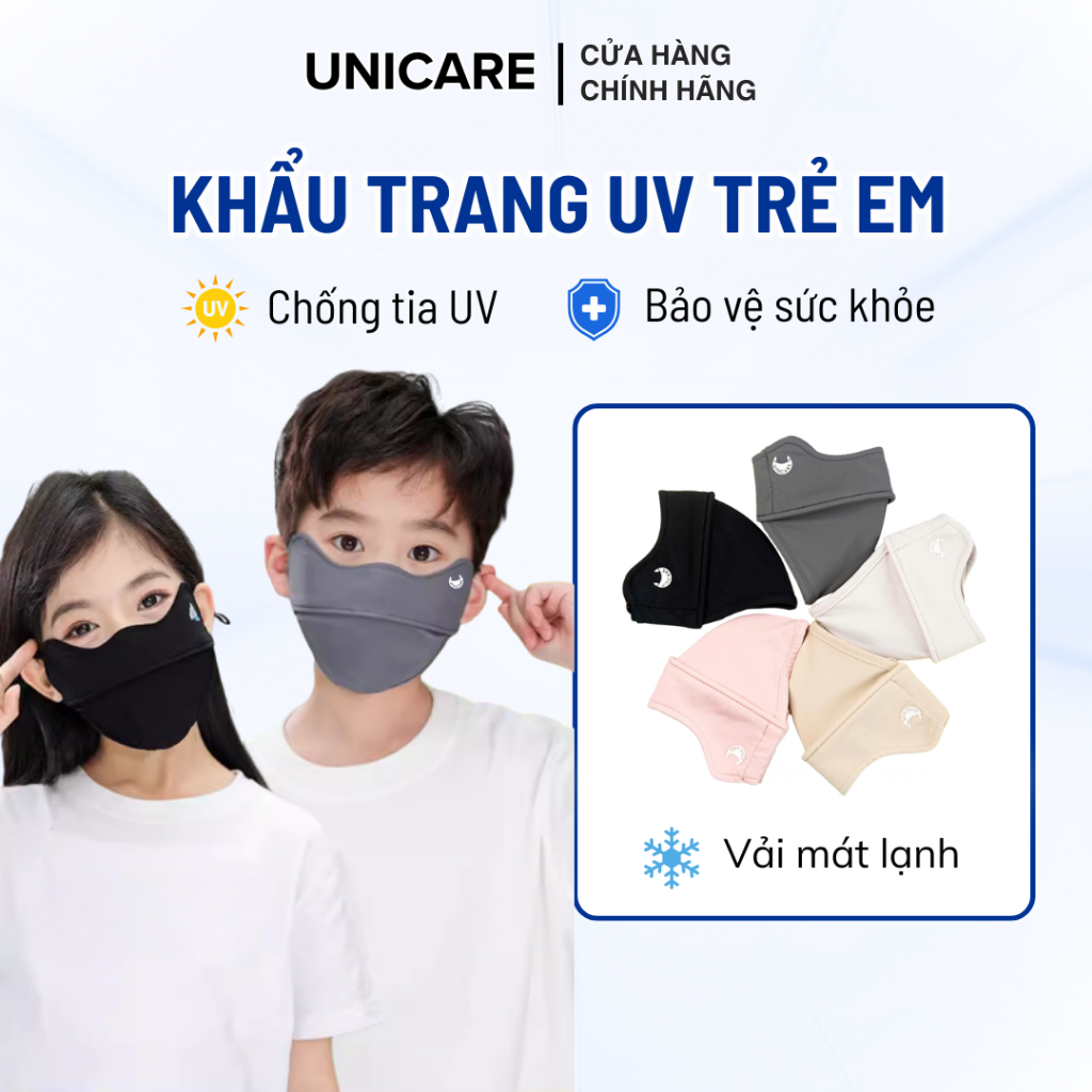 [Combo 3] Khẩu trang UV Unicare trẻ em, Proof Mask Kid chống nắng, vải băng mát lạnh cho trẻ từ 4 - 12 tuổi