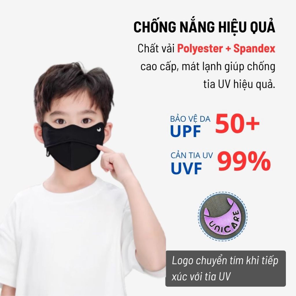 [Combo 3] Khẩu trang UV Unicare trẻ em, Proof Mask Kid chống nắng, vải băng mát lạnh cho trẻ từ 4 - 12 tuổi