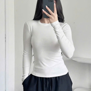Áo Thun Tay Dài Cổ Tròn Trơn Basic Borip Lụa Dáng Dài Ôm Body Áo Tay Dài Giữ Nhiệt Co Giãn TD01 RUSY