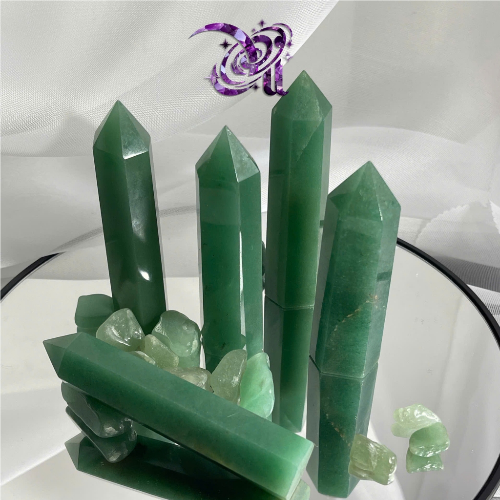 Trụ Thạch Anh Xanh Lục (Đá Aventurine) - Giúp cân bằng năng lượng, may mắn, đá thanh tẩy bài Tarot
