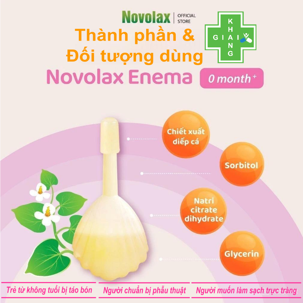 Thụt táo bón Novolax Enema cho bé dưới 3 tuổi (Hộp 12 tube)