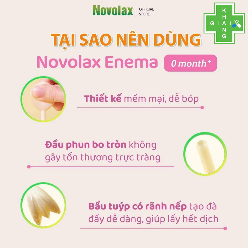 Thụt táo bón Novolax Enema cho bé dưới 3 tuổi (Hộp 12 tube)