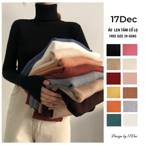 Áo len tăm cổ lọ QC 17DEC - 752 , Áo len cao cổ giữ nhiệt nhiều màu cho nữ