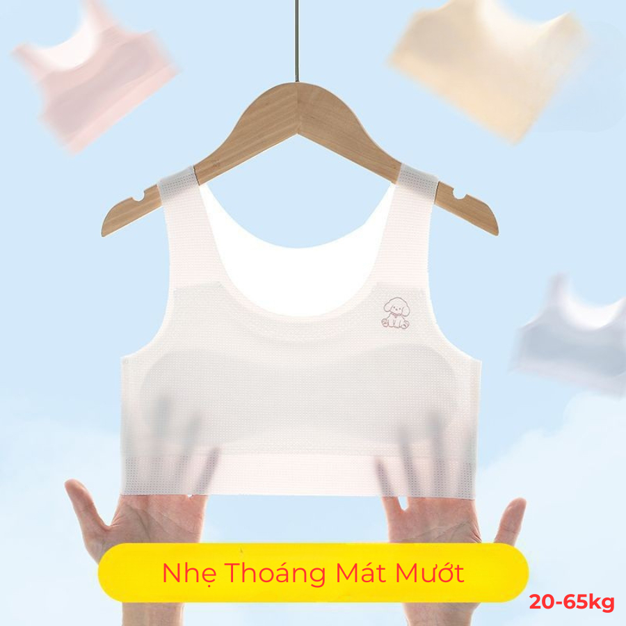 áo lá, áo lót lá học sinh, chất liệu su lụa, không viền không đường may nhẹ nhàng mát mướt size 25-60kg mã 2209