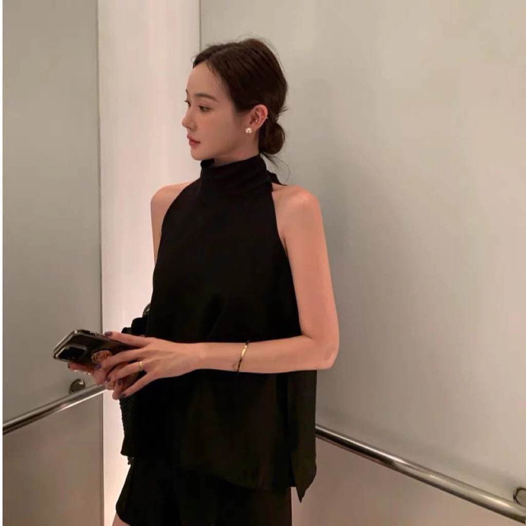 𝗥𝗼𝘀𝗲  A05 - | BEELY| Áo Linen Tưng vân gỗ cổ yếm thắt nơ