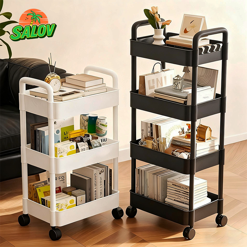 SALOV Xe đẩy spa đa năng, dung tích lớn Kệ nhựa đựng đồ có bánh xe Có nhiều kích cỡ khác nhau