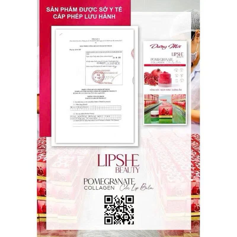 Dưỡng Môi Lipshe Lựu Đỏ Collagen, Dưỡng Môi Lipshe beauty Hủ 5g Chính hãng- Dưỡng môi hồng mềm mại