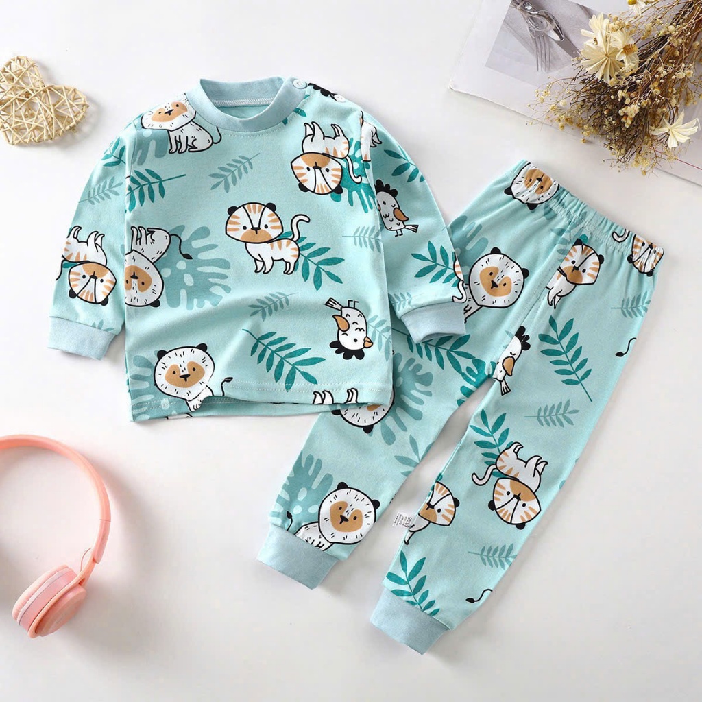 Sét Dài Tay Thu Đông ( Họa Tiết Gấu Đánh Yêu ) Dành ChO Bé Trai vs Gái 9-32kg Chất Liệu Cotton Mềm Mịn