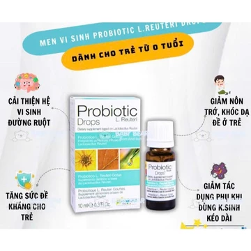 Probiotics L. Reuteri Drops - Men Vi Sinh Cho Bé, Bổ Sung Lợi Khuẩn, Cân Bằng Hệ Vi Sinh (Lọ 10ml)