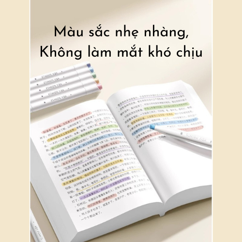 Set Bút Dạ Quang Highlight, Bút Dạ Quang Màu Pastel Enmy Thiết Kế 2 Đầu Tiện Dụng, Bút Highlight Pastel