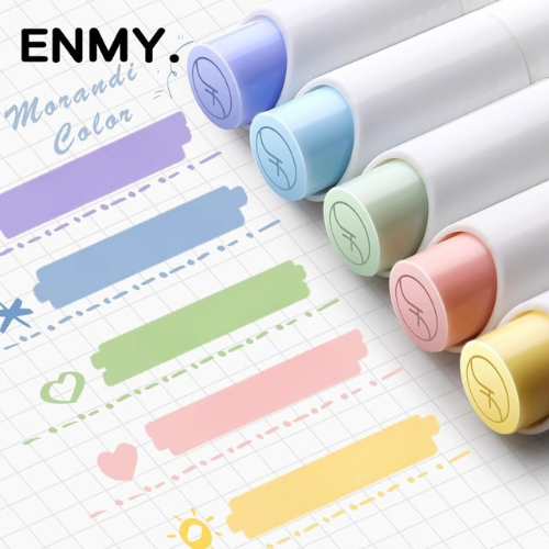 Set Bút Dạ Quang Highlight, Bút Dạ Quang Màu Pastel Enmy Thiết Kế 2 Đầu Tiện Dụng, Bút Highlight Pastel