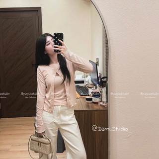 SET 2 Chi Tiết Len Khoác Cadigang Kèm Áo Ba Lỗ  Len Mềm Basic Trẻ Trung Tone Pastel WG.WE ( Ảnh thật) |Dami.Studio