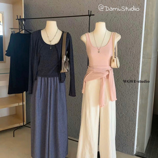 SET 2 Chi Tiết Len Khoác Cadigang Kèm Áo Ba Lỗ  Len Mềm Basic Trẻ Trung Tone Pastel WG.WE ( Ảnh thật) |Dami.Studio