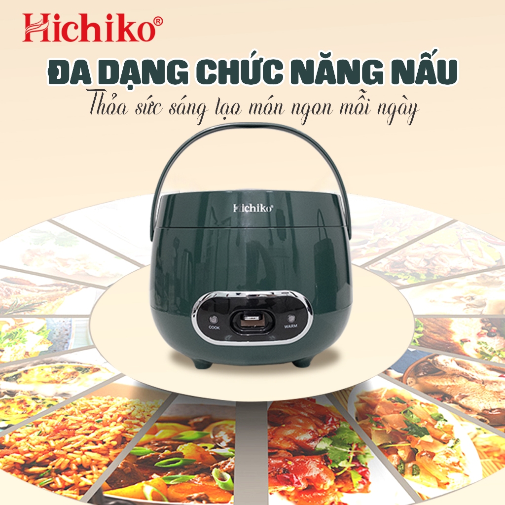 Nồi cơm điện Hichiko 1.2L phù hợp gia đình 4-6 người, quai xách chắc chắn Hichiko HC1206S