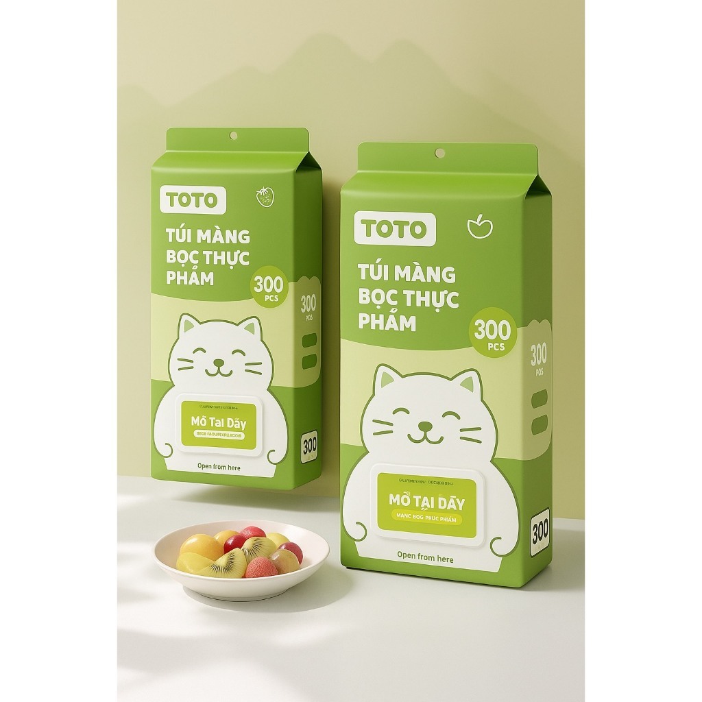 Túi 300c màng bọc thực phẩm chất liệu PE treo tường dạng rút, tiện lợi, có chun co dãn siêu dai AMIZIN