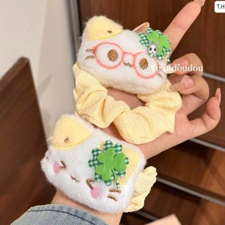 Scrunchies cột tóc mèo vàng nhồi bông mềm mịn dễ thương