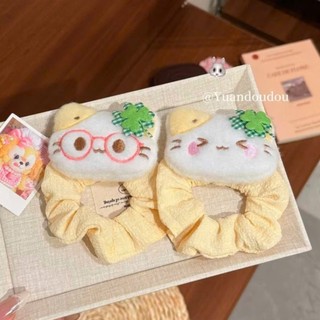 Scrunchies cột tóc mèo vàng nhồi bông mềm mịn dễ thương