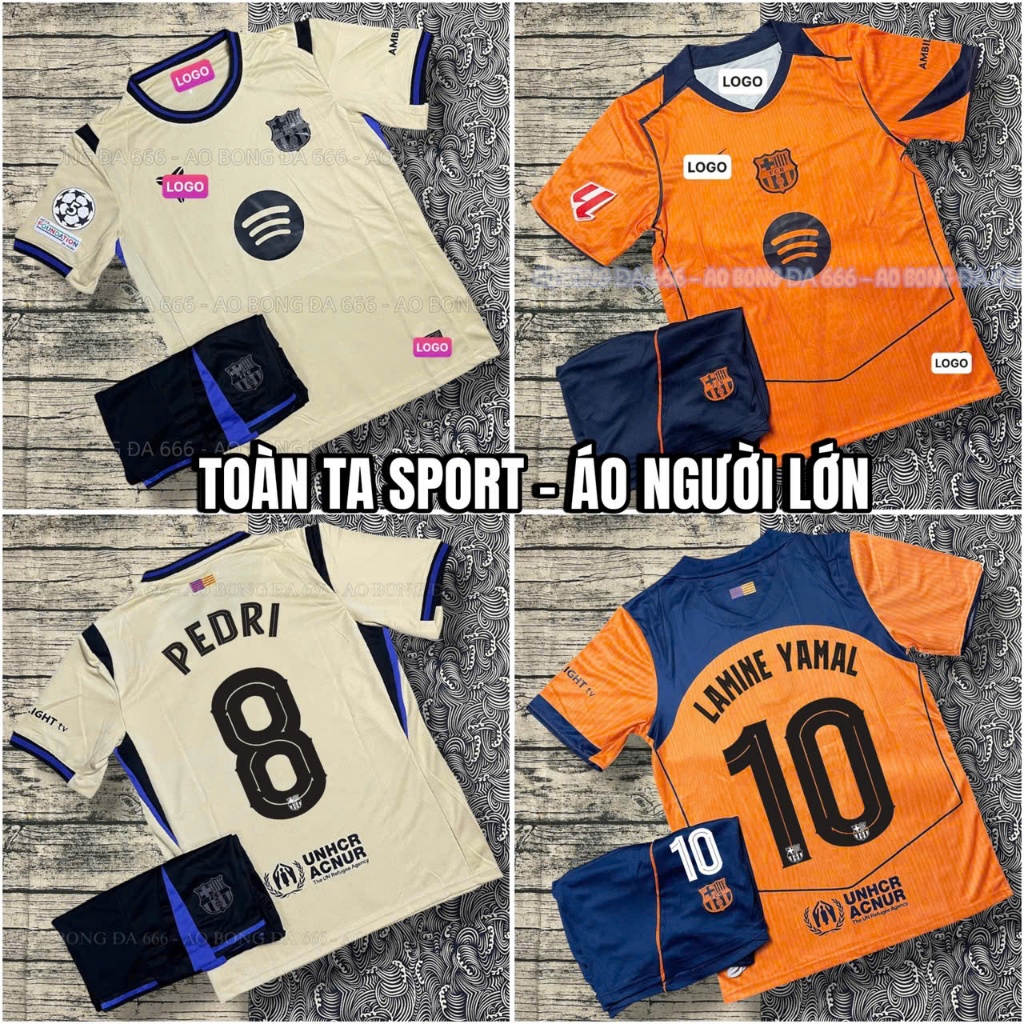 In tên số - Bộ Quần Áo Bóng Đá Barcelona Sân Khách 2025/2026, Áo Đá Banh Barcelona Sân Khách 25/26 - Vải Polyester Thái