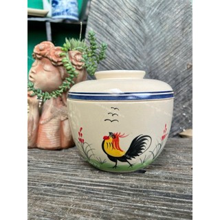 Thố Vẽ Gà Trống Cực Xinh Nhiều Kích Thước - Gốm Cao Cấp Men Đẹp Đựng Mỡ - Gia Vị - Gà Tiềm -  Gà Cho Người Hoài Niệm