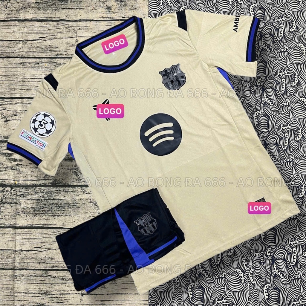 In tên số - Bộ Quần Áo Bóng Đá Barcelona Sân Khách 2025/2026, Áo Đá Banh Barcelona Sân Khách 25/26 - Vải Polyester Thái
