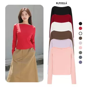 BI.POSILÁ ÁO THUN CỔ THUYỀN DÀI TAY ÔM VỪA DÁNG LỮNG CHẤT VẢI COTTON BORIP CO GIÃN ĐÀN HỒI TỐT