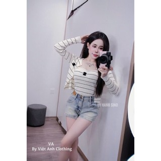 Set Áo Len Cardigan Kèm 2S Kẻ Ngang QCCC Cao Cấp