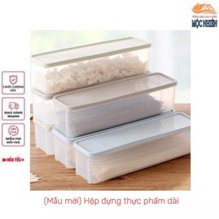 [Nắp màu] Hộp nhựa đựng thực phẩm dài, trong suốt, có nắp đậy - an toàn, tiện dụng