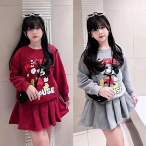 12-45kg.Váy nỉ xếp ly cho bé gái đi chơi,váy cho bé gái mùa đông,chất vải nỉ 2 da dầy dặn ấm áp.V06