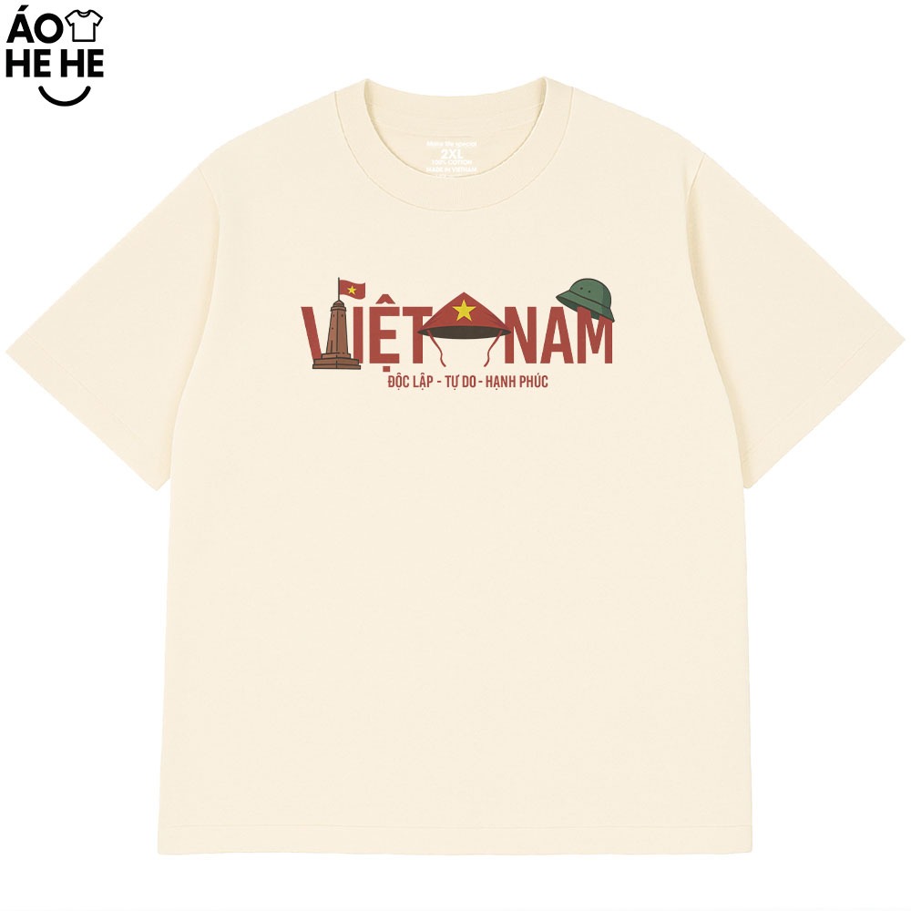 Áo Thun In Chữ Việt Nam Độc Lập Tự Do Hạnh Phúc Dành Tặng Bạn Bè Form Rộng Cotton 250gsm
