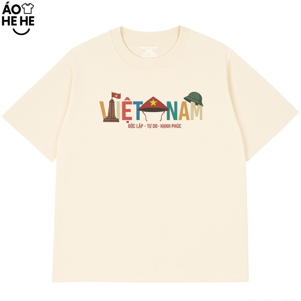 Áo Thun In Chữ Việt Nam Độc Lập Tự Do Hạnh Phúc Dành Tặng Bạn Bè Form Rộng Cotton 250gsm