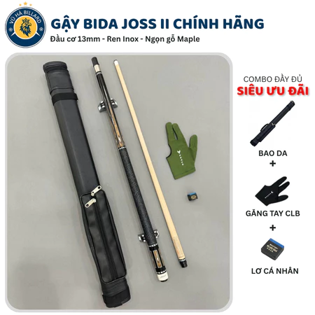 Gậy Bida JOSS II Chính Hãng – Cơ Bida Lỗ Cá Nhân 13mm Tay Quấn Chỉ, Ren Inox, Ngọn Gỗ Maple Cao Cấp
