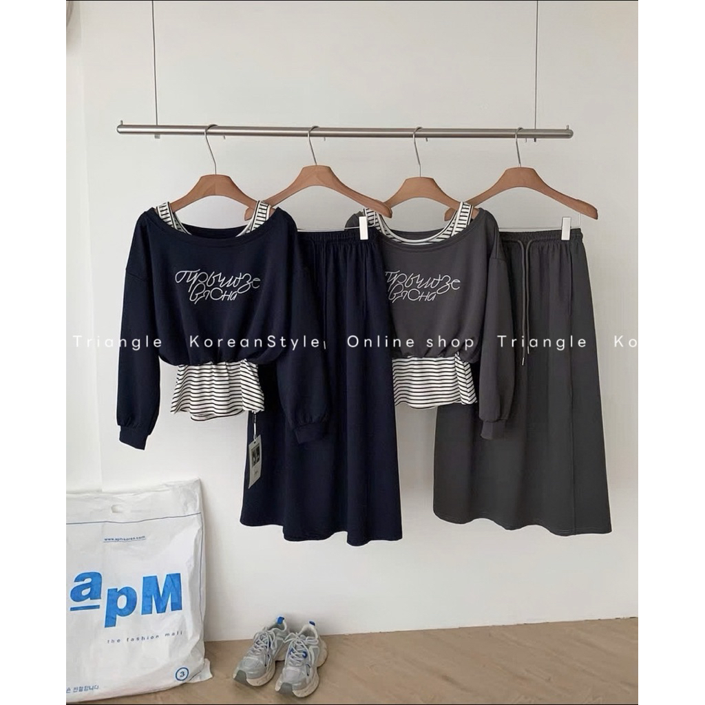 TRIANGLE - Becha Set (Cân nhắc kỹ, return is not welcomed)- Set thể thao áo hai mảnh mix chân váy bút chì midi