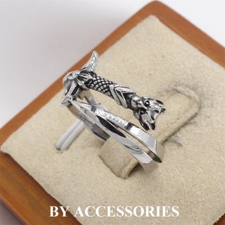 Nhẫn nam unisex titan tạo hình thanh kiếm quấn vòng cá tính không gỉ MR2505 BY ACCESSORIES