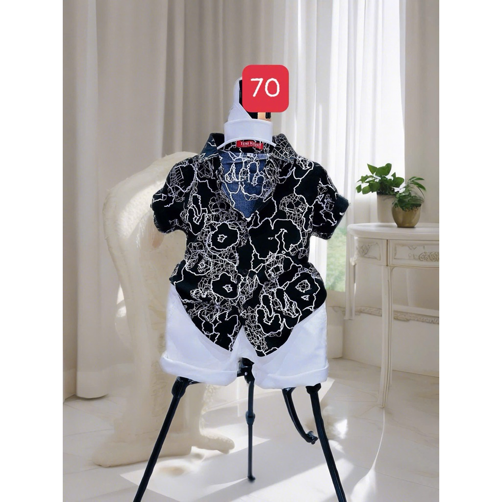 Bộ sơmi hoạ tiết thiết kế cao cấp cho bé trai 10kg-54kg TONIKIDS
