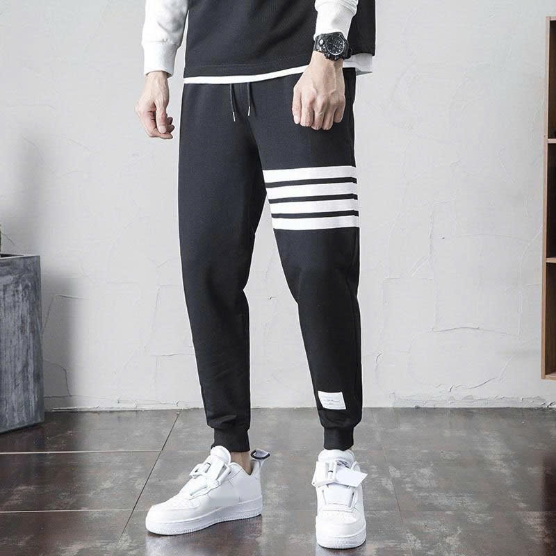 Quần thể thao phối viền boom thụng bo chun, quần dài thun kiểu dáng jogger sọc màu phong cách - k1