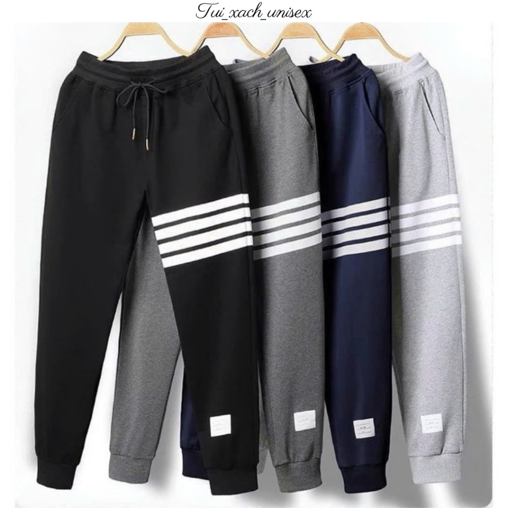 Quần thể thao phối viền boom thụng bo chun, quần dài thun kiểu dáng jogger sọc màu phong cách - k1