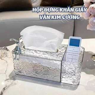 Hộp đựng giấy ăn vuông 2 ngăn Decor, Hộp giấy ăn để bàn thỏ trắng