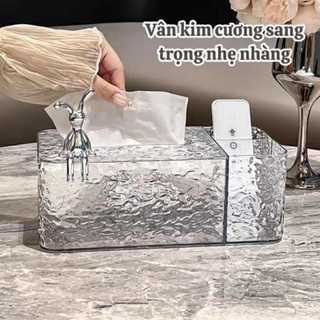 Hộp đựng giấy ăn vuông 2 ngăn Decor, Hộp giấy ăn để bàn thỏ trắng